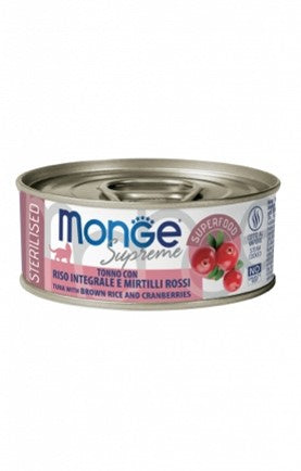 MONGE SUPREME STERILIZED TONNO RISO MIRTILLI 8OGR