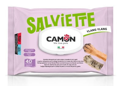 CAMON SALVIETTE PER LA PULIZIA DEL PELO AL PROFUMO DI YLANG-YLANG PER CANI E GATTI
