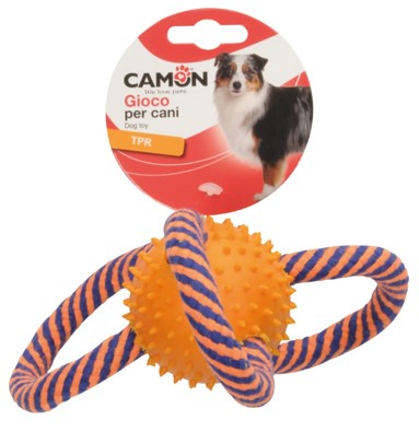 GIOCO CANE IN TPR, PALLA CON CORDA 7 CM