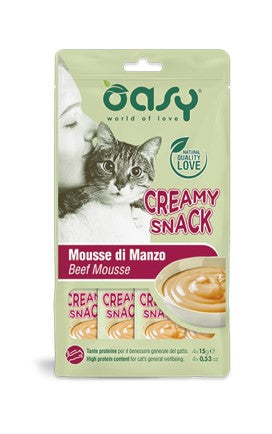 snack mousse per gatto con manzo in conf. da 4x15g.