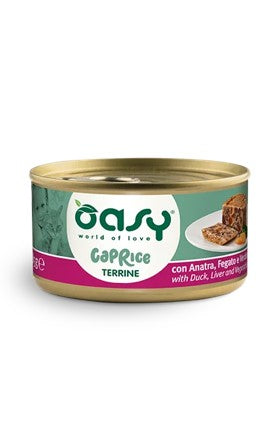 Oasy Wet Cat CAPRICE - Terrina con ANATRA E VERDURE Lattina 85 gr (18pz)