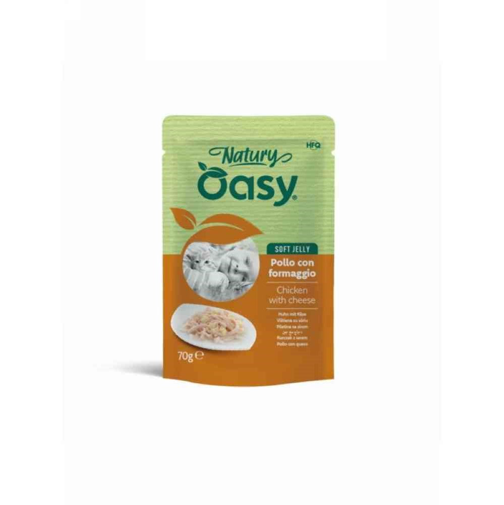 OASTY WET CAT NATURY SOFT JELLY IN BUSTE 70GR POLLO CON FORMAGGIO