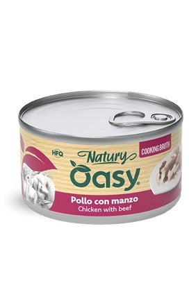 Oasy Wet Cat Natury Cooking Broth - POLLO CON MANZO Lattina 85 g