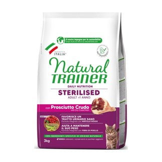 natural trainer sterilizzato gatto al prosciutto crudo kg. 3