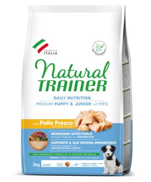 PUPPY E JUNIOR MEDIUM CON POLLO E RISO 3KG