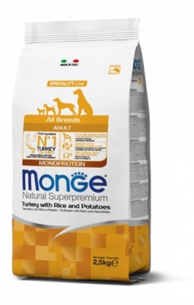 monge cane adulto all breeds tacchino riso e patate 2,5 kg