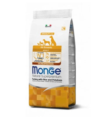 monge cane adulto all breeds tacchino riso e patate 12 kg