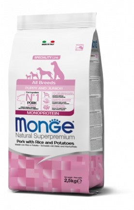 monge cane puppy all breeds maiale riso e patate 2,5