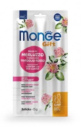 monge gift  gatto meerluzzo e trifoglio rosso stick 3*15gr.