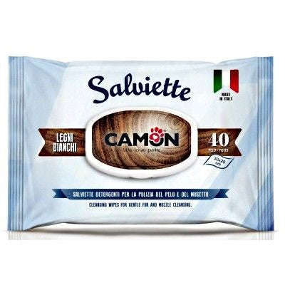 CAMON SALVIETTE PER LA PULIZIA DEL PELO AL PROFUMO DI LEGNI BIANCHI PER CANI E GATTI