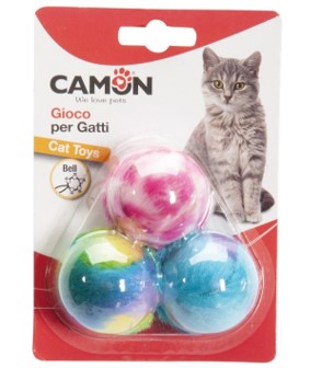 GIOCO PER GATTI PALLINE CON SONAGLIO 3CM 3p 6cf