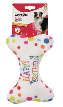GIOCO CANE OSSO HAPPY BIRTHDAY IN POLIESTERE 18 CM