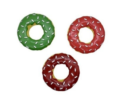 GIOCO PER CANI CIAMBELLA NATALIZIA SQUEAKER 3 COLORI 13CM 6p