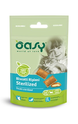 OASI BISCOTTI RIPIENI PER GATTI STERILIZZATI BUSTINA G. 60