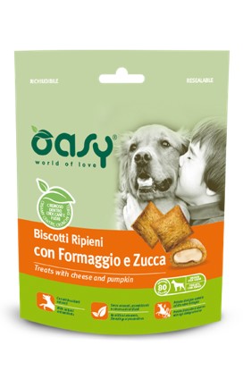 OASI BISCOTTI RIPIENI CON FORMAGGIO E ZUCCA IN BUSTA G.80