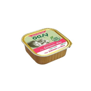 OASI PATE' STERILIZZATO SALMONE E RISO VASCHETTA G.100
