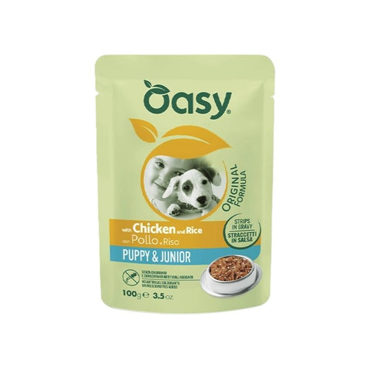 OASY CANE STRACCETTI IN SALSA 100GR PUPPY POLLO E RISO