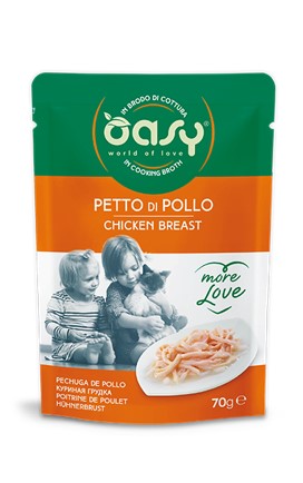 Oasy Wet Cat More Love - PETTO DI POLLO Busta 70 gr (24pz) - NEW PACK