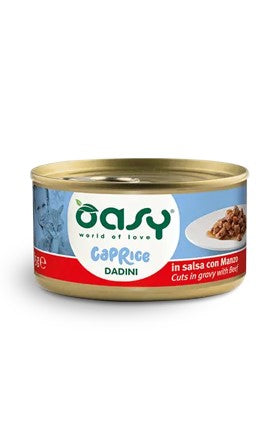 Oasy Wet Cat CAPRICE - Dadini con MANZO Lattina 85 gr (18pz)