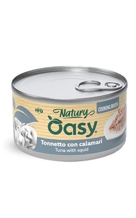 Oasy Wet Cat Natury Cooking Broth - TONNETTO CON CALAMARI Lattin