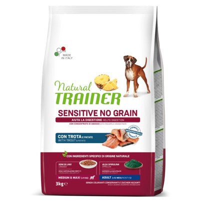 SENSITIVE MEDIUM E MAXI NO GRAIN 3KG TROTA E PATATE