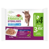 NATURAL TRAINER STERILISED CON TONNO BOCCONCINI IN SALSA X4 X85G