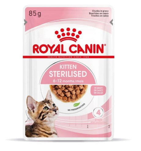 royal canin umido kitten sterilised in salsa  in bustina g. 85