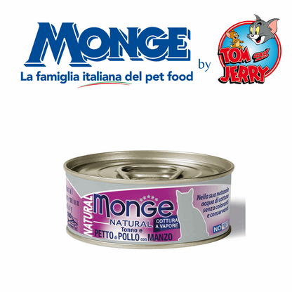 MONGE GATTO LATTINE DI UMIDO DA 80G (NATURAL, JELLY E DELICATE) - Tom & Jerry