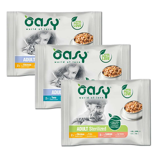 Oasy Wet gatto bocconcini multipack è un alimento completo per gatti adulti o sterilizzati